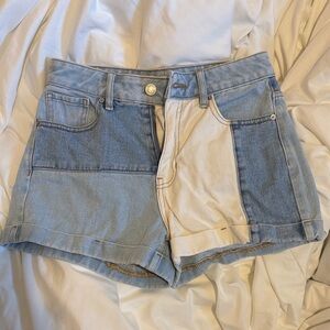 PacSun Blue and Cream Jean Shorts